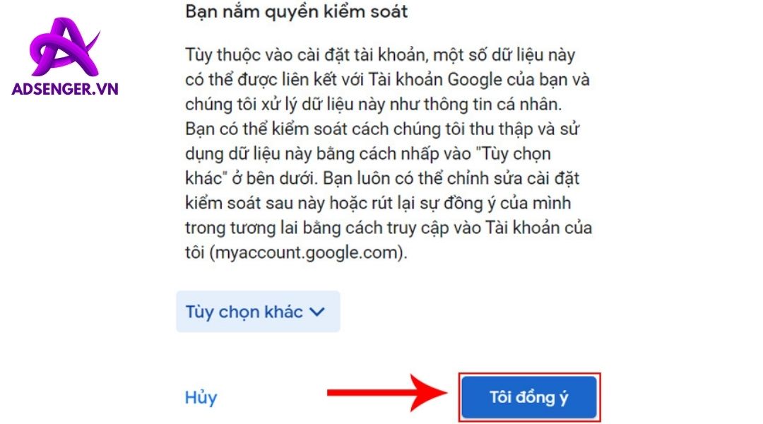 Đọc kỹ các chính sách, điều khoản và ấn tôi đồng ý